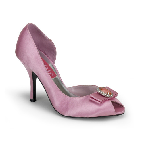 Violette-05 růžové saténové lodičky Bordello na podpatku
