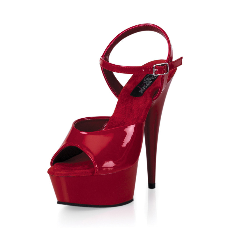 Delight-609 červené boty Pleaser na platformě a vysokém podpatku